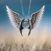 Ghost Wings Vintage Necklace: Exquisite Natural Stone & Unique Antique Silver Pendant