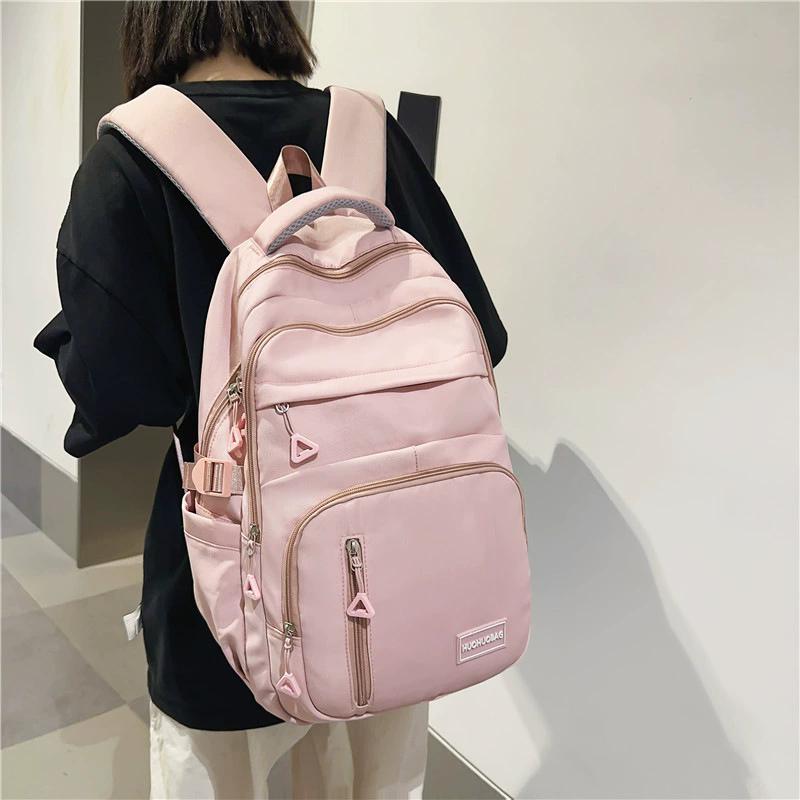 Waterproof Nylon Backpack for Teenage Girls, Large Capacity Student School Bag, Casual Laptop Daypack