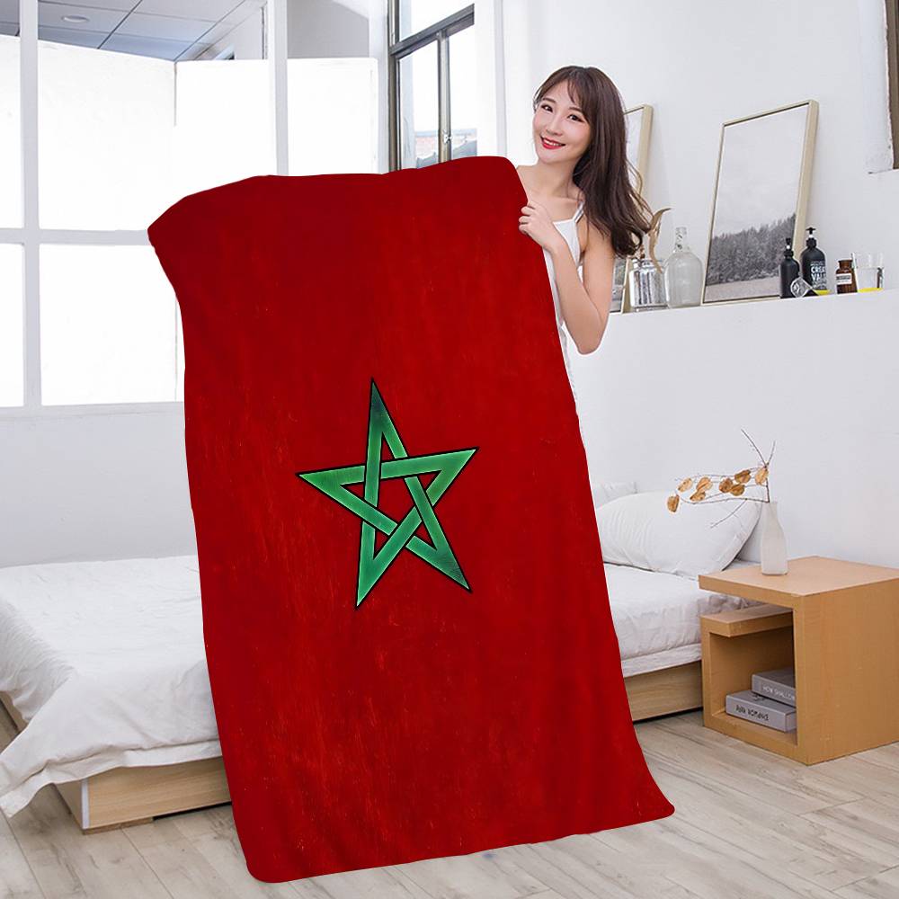 Marokko Karte Flagge Mikrofaser Bedruckt Strandtuch Bergsteigen Yoga Strand Schwimmen Laufen Saugfähig Weiches Handtuch