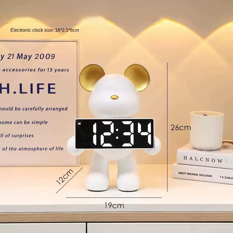 Light Luxury Creative Violent Bear Clock Ornament Entrance Living Room Decoration Wine Cabinet TV Cabinet Home Decor Crafts