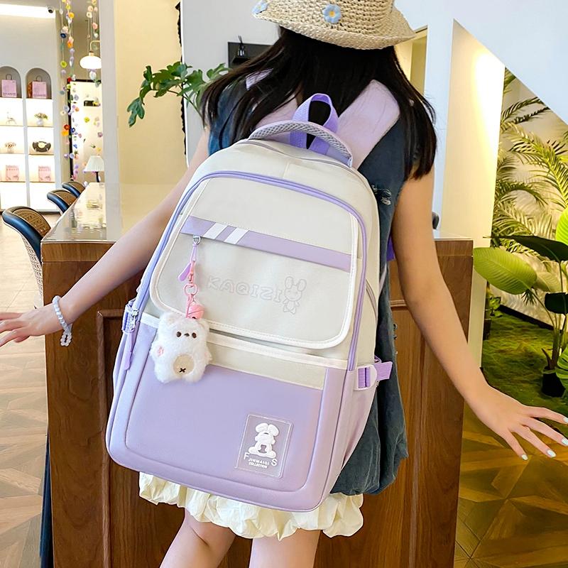 Five-Piece Backpack Set Student Schoolbag Women's Color Block Backpack Large Capacity Backpack