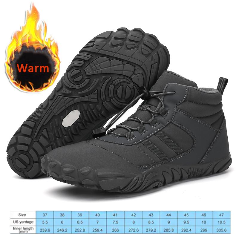 Nieuwe Winterlaarsjes Heren Sneeuw BareFoot Casual Schoenen Outdoor Werkschoenen Dames Warme Bont Heren Enkellaarsjes Heren Sneeuwlaarzen Grote Maat 47