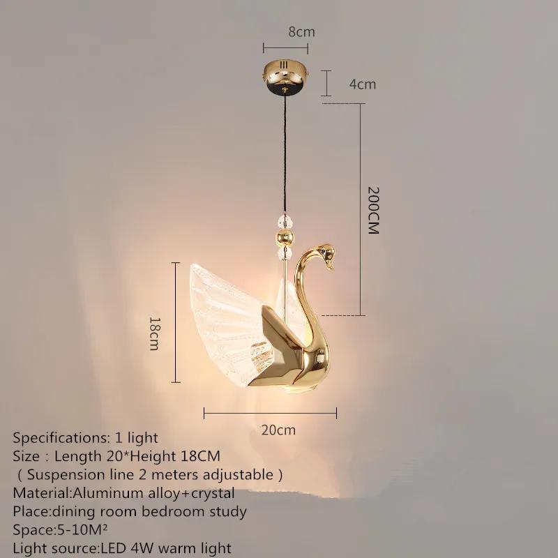 Nordic Creative Acrylic Swan LED Hanging Chandelier Study Bedroom Living Room Restaurant Pendant Lamps Bar Indoor Lighting Decor