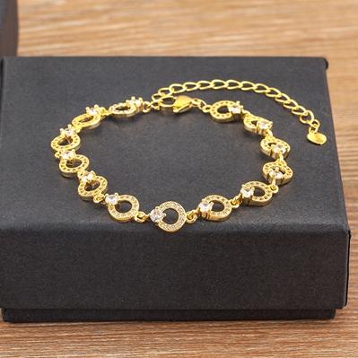 Nidin New Arrival Elegant Flower/Airplane/Star/Heart Shape Shiny Zircon Chain Bracelets Adjustable Accessories Jewelry For Women