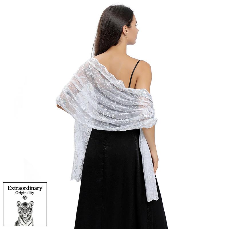 

Multifunctional Shawl Scarf Dinner Embroidered Scarf Versatile Cover-up Skirt Outer Wear Dress Outer Wear білий
