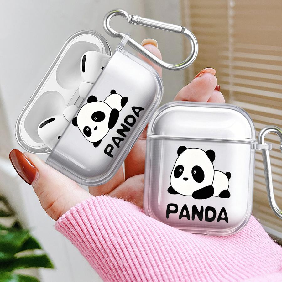 Cartoon-Panda Klare Kopfhörerhüllen Abdeckung für Airpods Pro2 3 1 4 2 Pro3 Pro