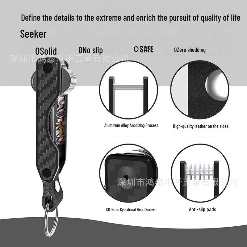 Aluminum Keychain Organizer with Airtag Tracker and Outdoor Storage Buckle