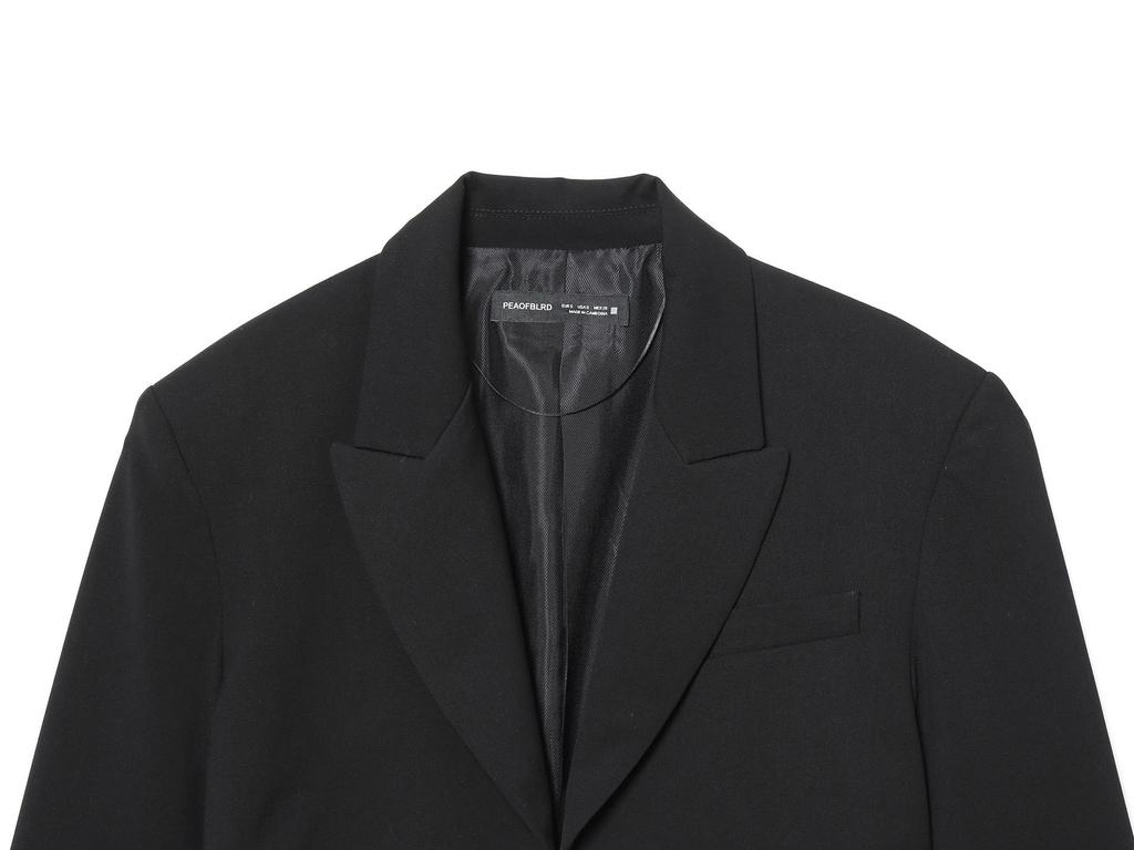 European Autumn 2025 Women's Black Ruffled Cropped Suit 21152