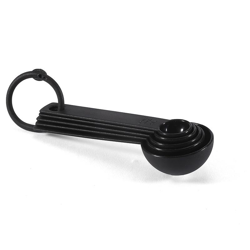10-Piece Black Plastic Measuring Spoon & Cup Set for Baking