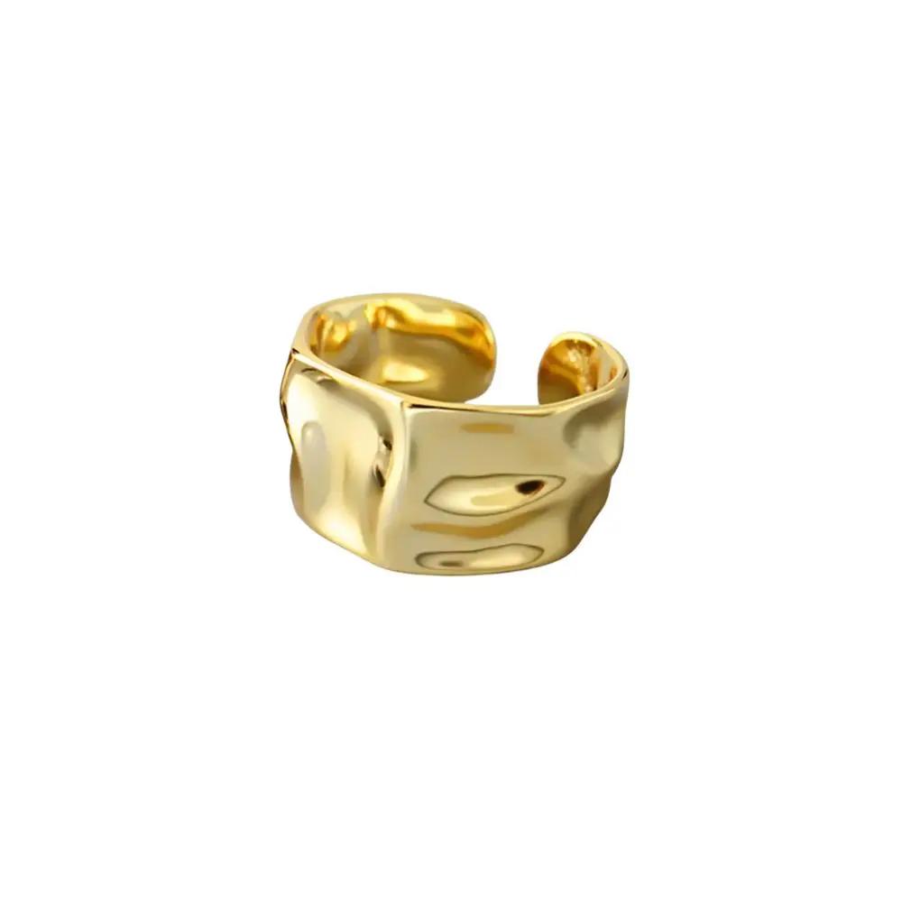 1/3 PCS Double Row Stackable Open Resizable Wave Stainless Steels Ring 18K Plated Gold Silver Minimalist Irregular Rings Jewelry