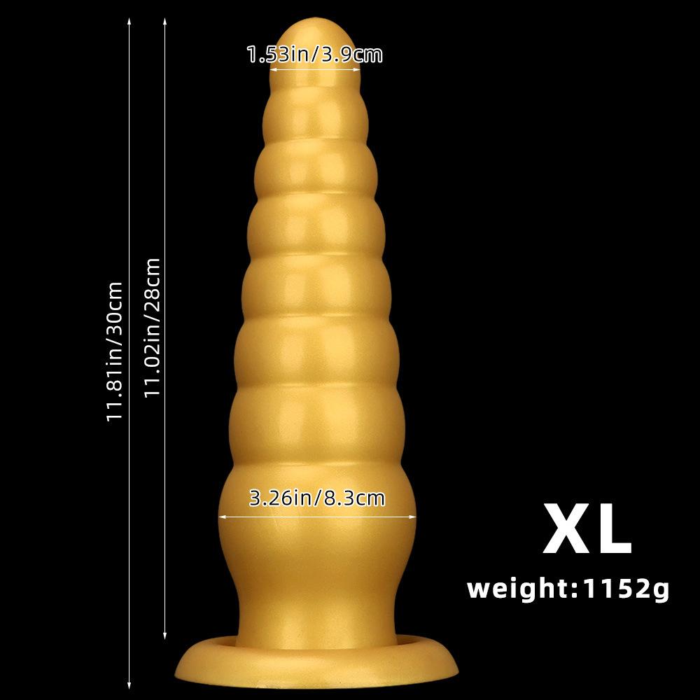 Golden Silicone Pointed  Oversized Anal Plug Suction Cup  Anal Sex Product  Erotic Chrysanthemum Extra Large and Thick