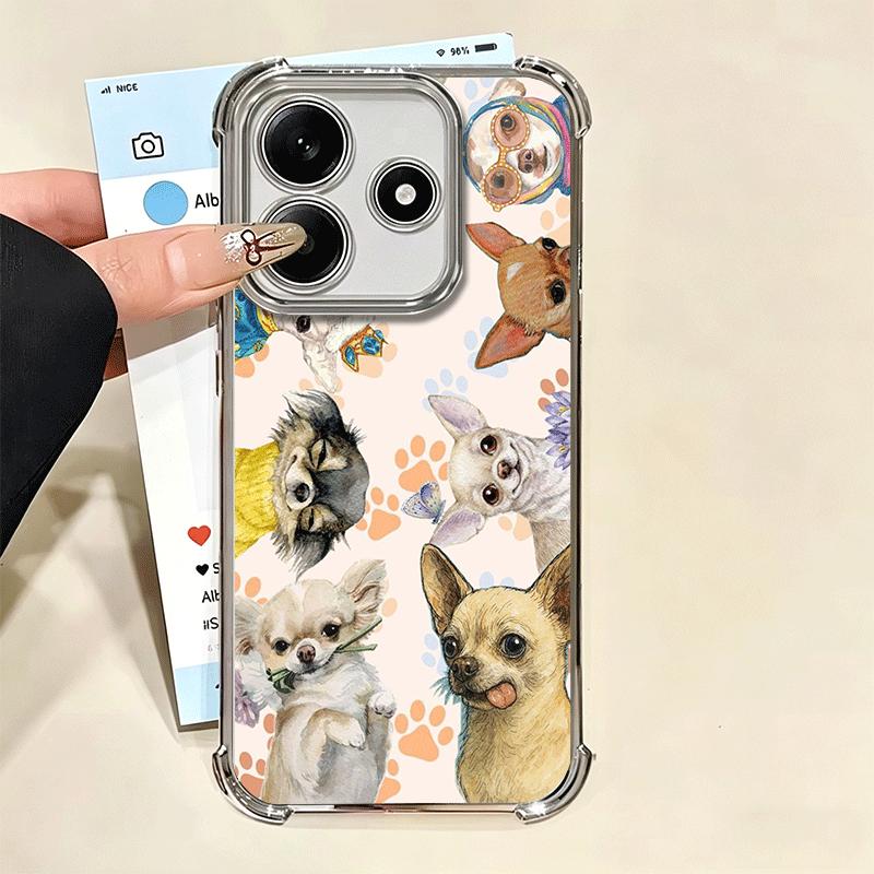 Chihuahua Puppy Teacup Dog Plating Phone Case For Xiaomi Redmi Note 14 15 Pro Plus 13 12 11 11S 11T 10 9S 9 5G Anti-Fall Airabag