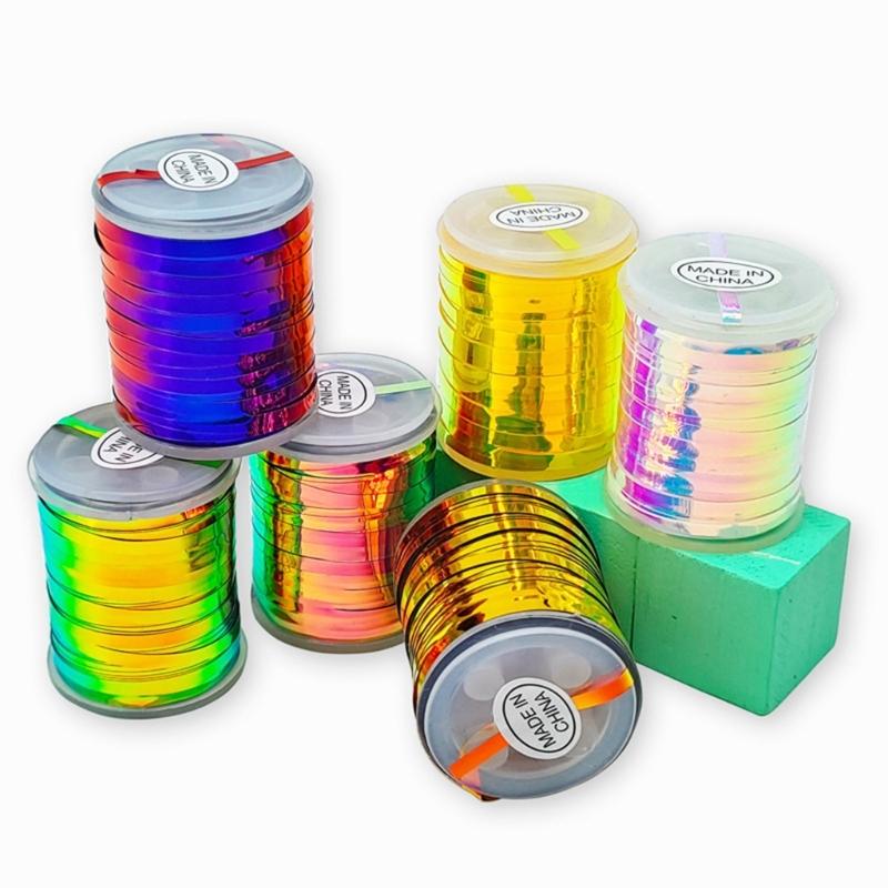 6 Spool Multiple Color Fly Tying Wire Accessories Tinsel Flash Line for Fly Making Fly Flash Tinsel Thread