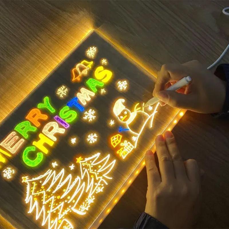 Magic Glow Kids Drawing Board: Reusable LCD Tablet Erasable Light-Up Doodle Pad for Ages 3-6+ Fun Educational Toy Menu Board