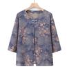 Chinese Style Plus Size Summer Blouse for Middle-Aged & Elderly Women: Mid-Sleeve & Two-Piece Look