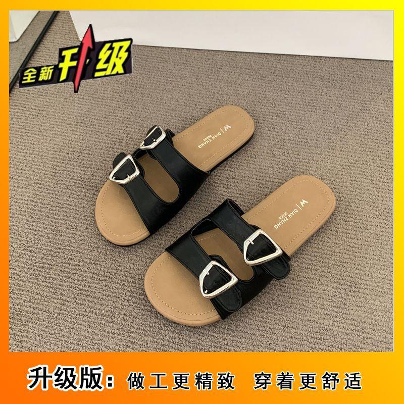 Foreign style high-value fashionable cool slippers women's summer wear 2025 new Korean version versatile lightweight flat-bottomed one-word slippers