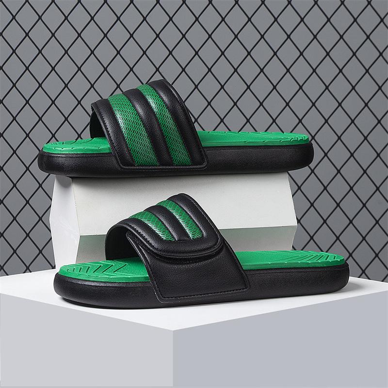 

Тапочки чоловічі літні нековзні висококласні з м якою підошвою шльопанці на один палець червона сітка пляжні круті тапочки 45 зелений