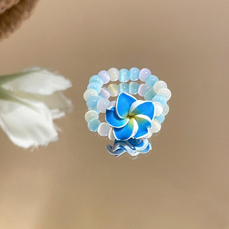 

Витражное бисерное цветочное эластичное кольцо маленькое свежее Мори милое кольцо на указательный палец нишевый темперамент универсальные украшения