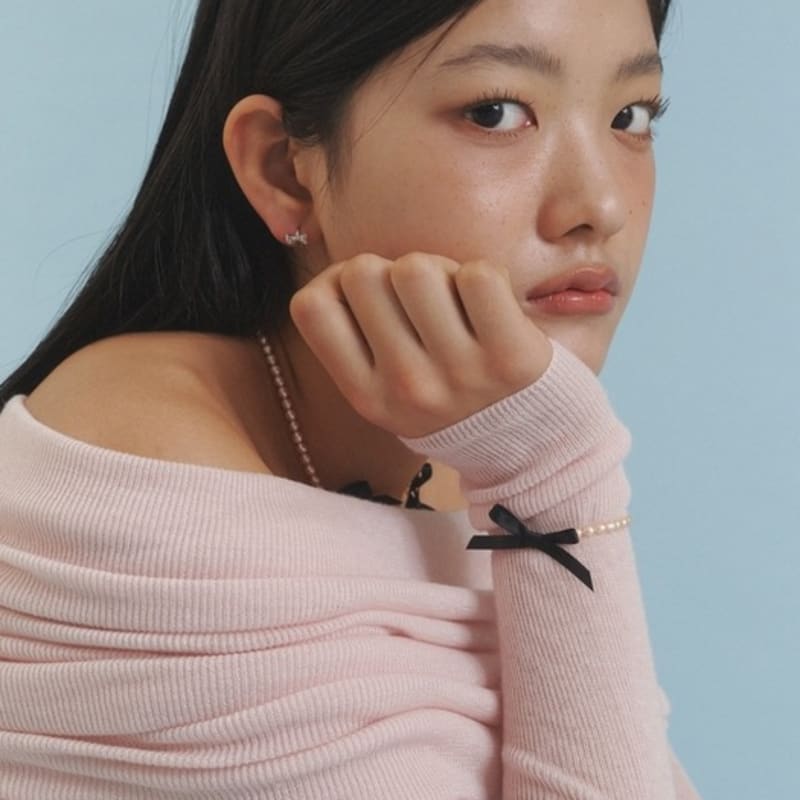 LOVE ME MONSTER Love Ribbon Pink Pearl Bracelet