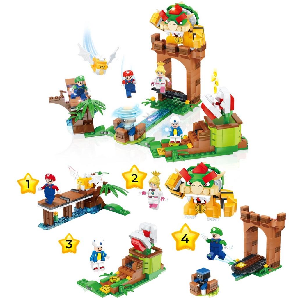 Colorful Super Mario Bros Dolls Luigi Peach Bowser Toad Building Blocks