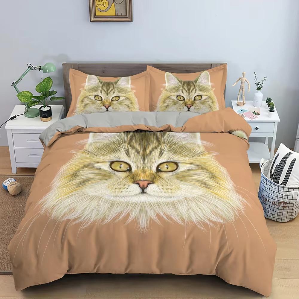 Healing Kitten Down Quilt Cover Set Bedding Set Quilt Cover Three Piece Set 135*200cm