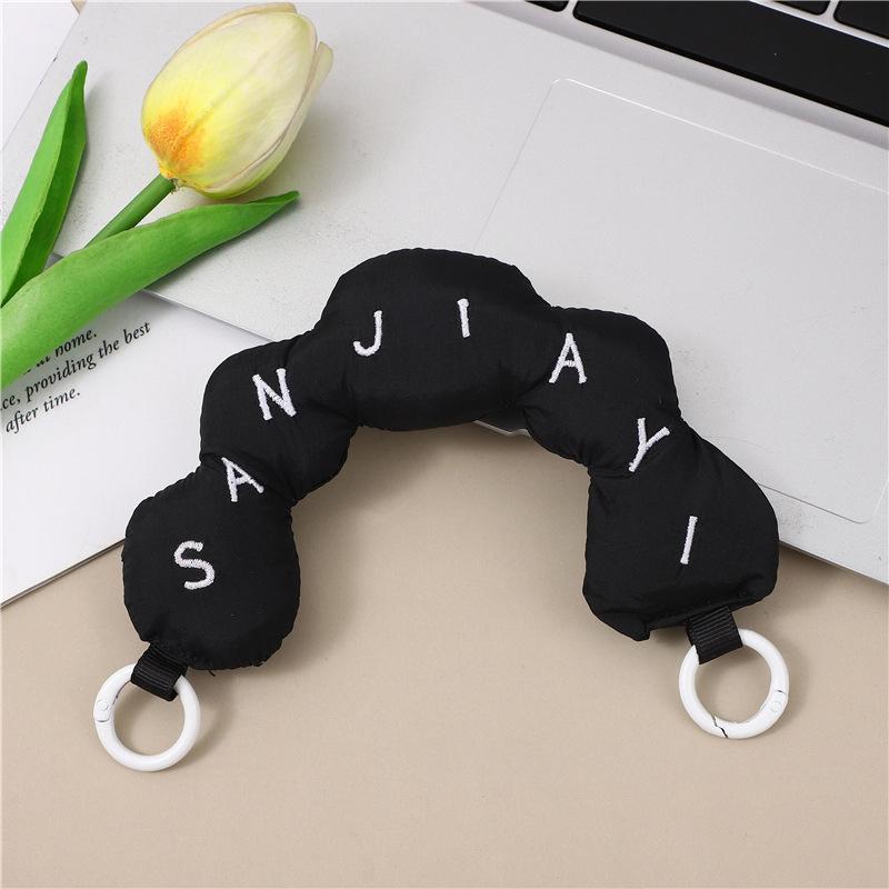 

Ремень на запястье из хлопка с вышитыми буквами, минималистский, с цветным чехлом на пуговицу чёрный