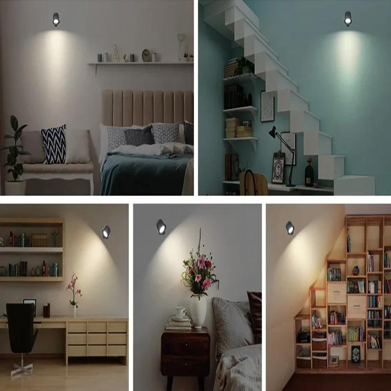 1 Pair Led Double Head Wall Lamp Touch Control Remote 360 Rotatable USB Recharge Wireless Portable Night Light for Bedroom Reading Lamp