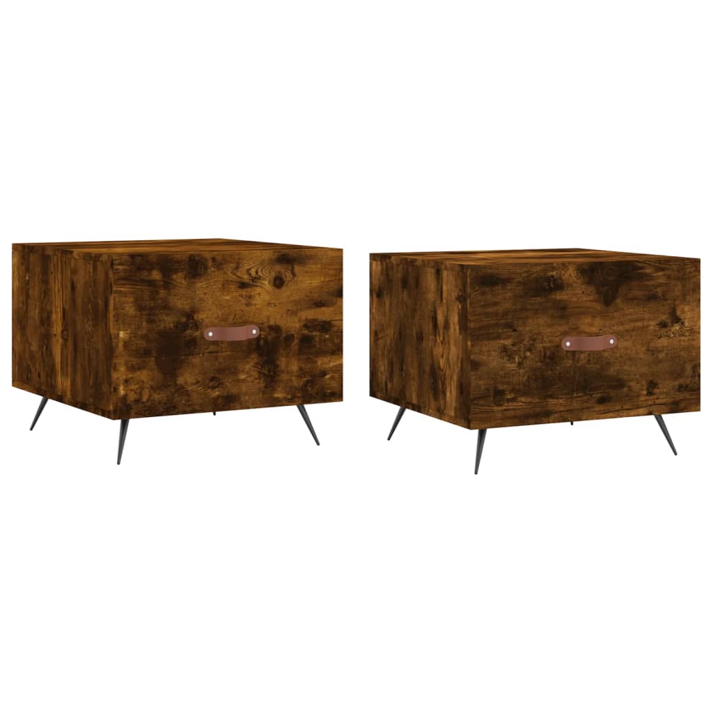  Coffee Tables, 2 Pcs, Smoked Oak, 50x50x40 Cm