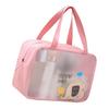 Cosmetic Bag PU PVC Clear Cartoon Pattern Handheld Waterproof L Size Makeup Bag for Swimming Toiletry Pink