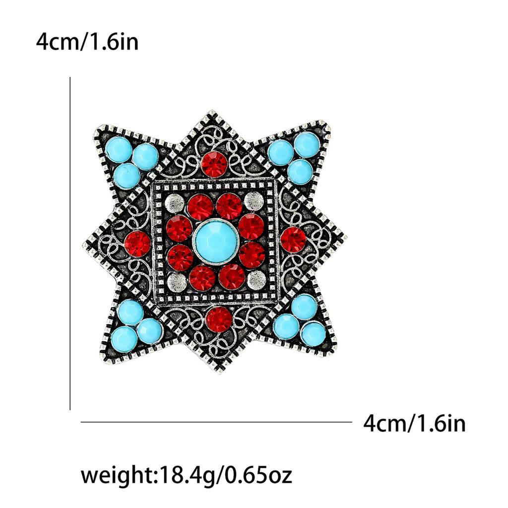Vintage Turkish Tibetan Flower Brooch Brooch Anti-Light Buckle Pin Classic Temperament Clothing Accessories