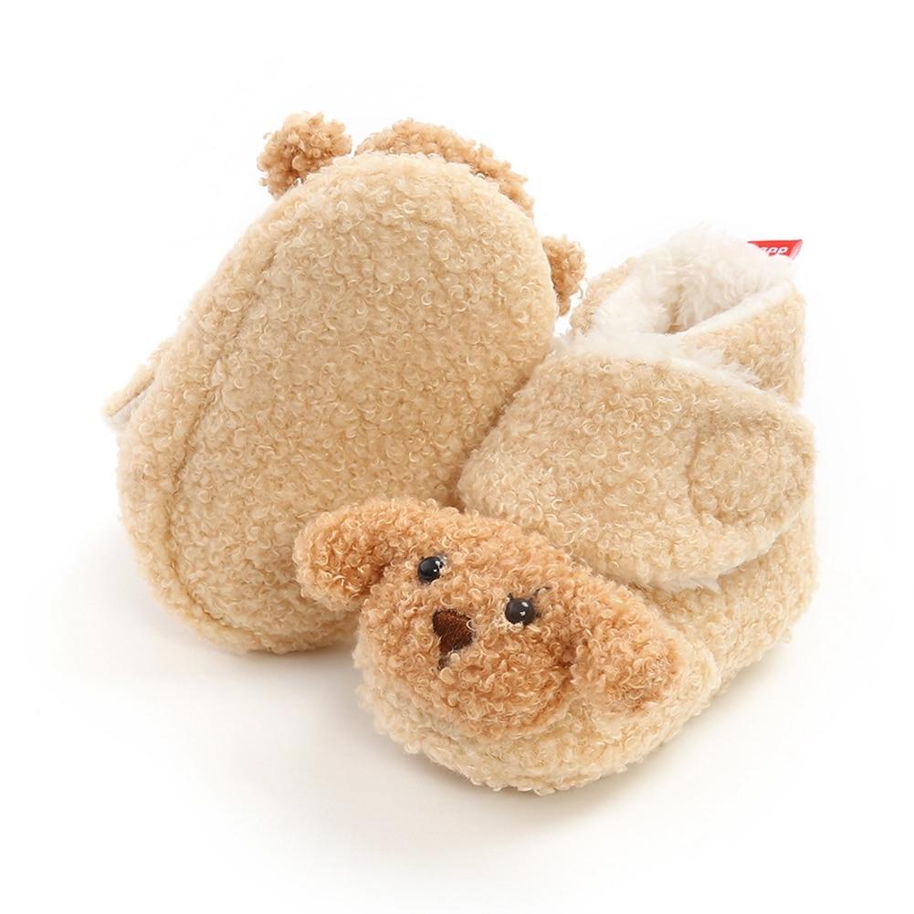 Chaussons D'hiver Bébé Ours En Peluche - Antidérapants, Chauds, Taille 11-12 Cm, 0-9 Mois