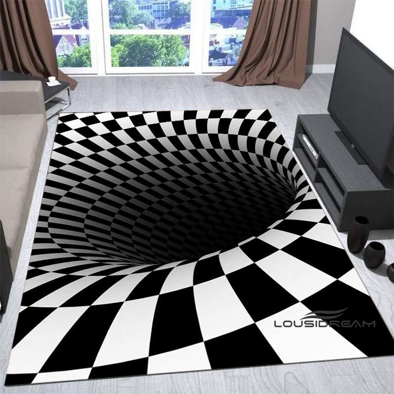 New3D Vortex Illusion Rug for Living Room, Home Decor, Sofa Table Large Area Rugs, Bedside Foot Mat Bedroom, Non-Slip Doormat