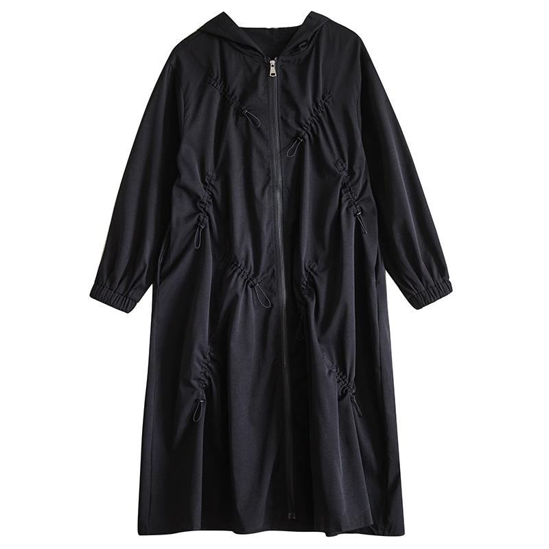 Long Sleeve Oversized Hooded Vintage Casual Loose Autumn Spring Trench Coat for Women Outerwear