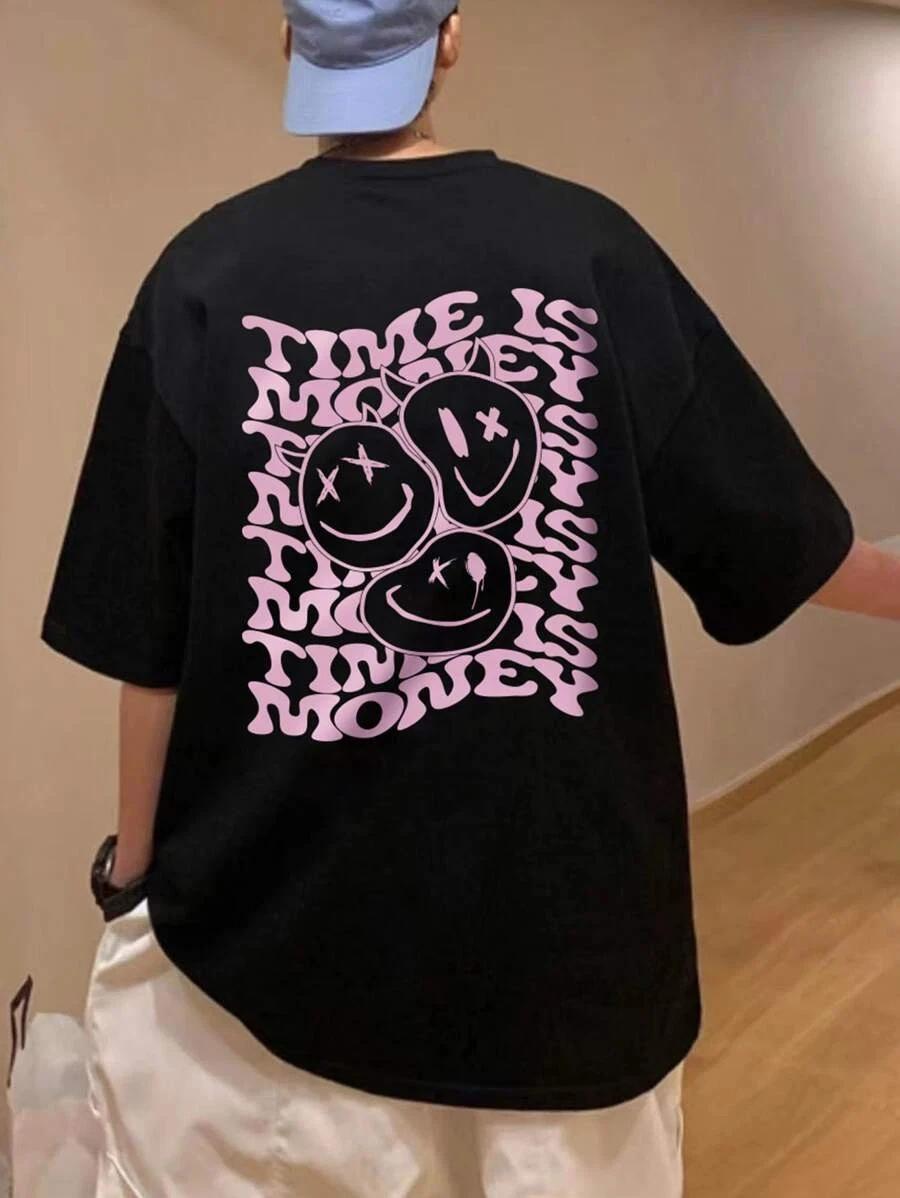 

Women Cartoon Letter Graphic Tee – Casual Round Neck Summer T-Shirt, Cute Street L