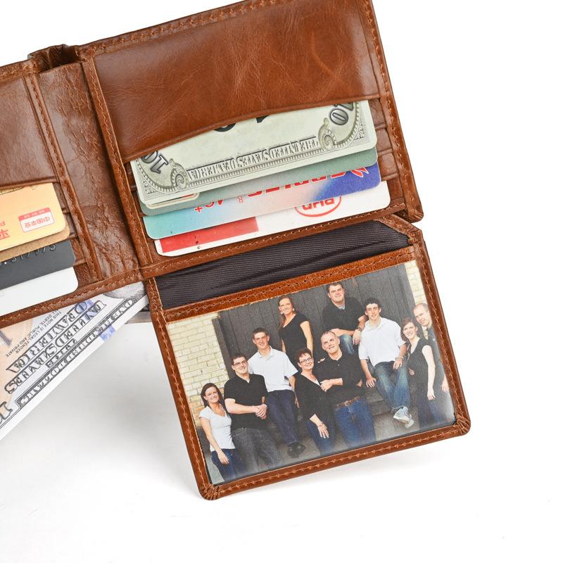 Střední italská bifold peněženka s okénkem na ID pro muže kožená peněženka