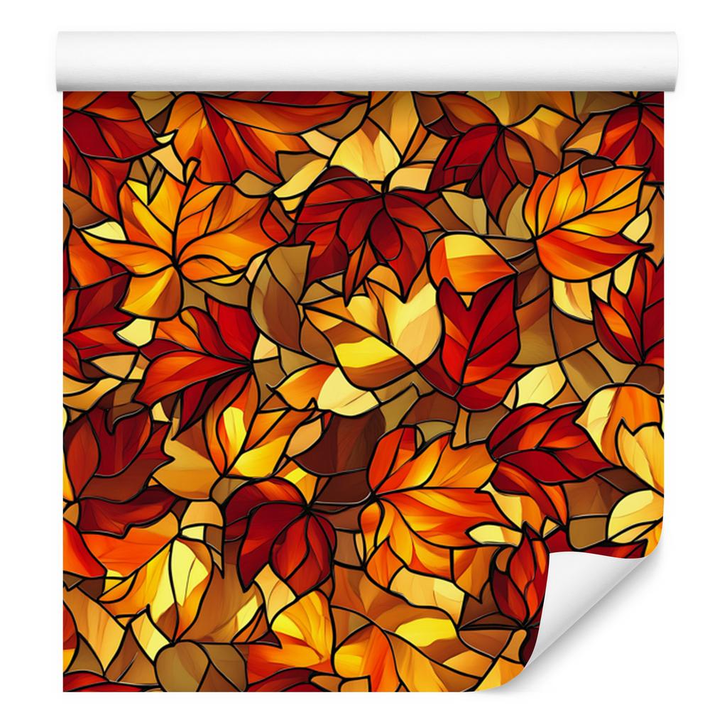 Stained Glass Wallpaper Gold, Orange, Red and Rust 50x1000