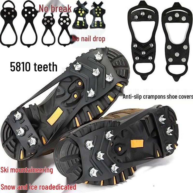 Anti-Slip Snow Crampons - 18 Teeth Mountaineering Shoe Spikes for Outdoor Climbing
