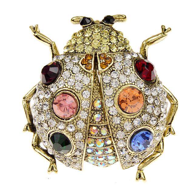 

Новая брошь в виде божьей коровки со стразами, винтажная модная большая булавка с изображением насекомых, ювелирные изделия в виде жука, 2 цвета в наличии