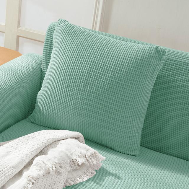 

New Design Colors Thick Polar Fleece Couch Protective Cover Jacquard Solid Printed Pillowcase Cover For Soft Cushion 45x45cm 1PC