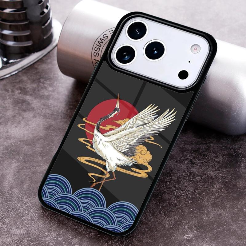 Art Crane Waves Phone Case For iPhone 17 16 15 14 13 12 11 Pro Max Plus 17Air Soft Silicone Cover