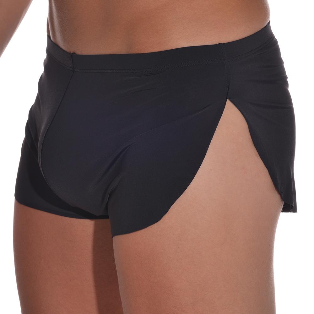 Men's Breathable Ice Silk Sleep Shorts with Side Slits