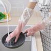 Creative Jelly Color Latex Kitchen Gloves - Long, Waterproof, Plastic Cuff, Ideal for Dishwashing and Laundry.