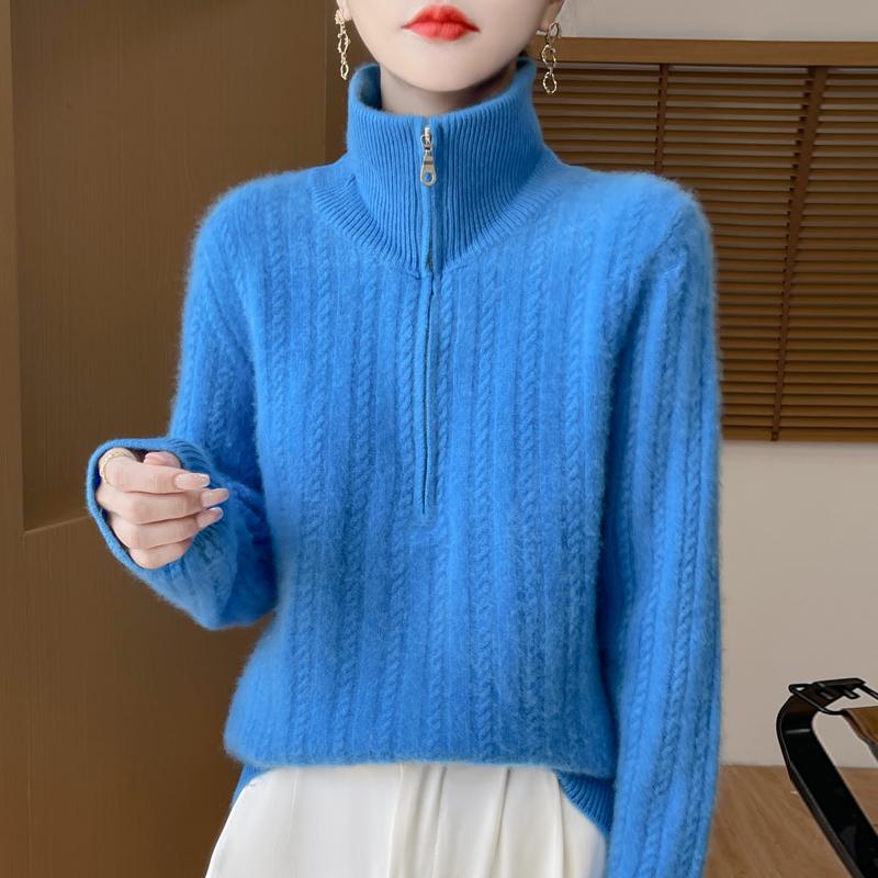 Women's Cashmere Sweater Qinghe Cashmere 30% Cashmere 70% Wool Women's Autumn and Winter Thick Cashmere Pullover Soft and Warm