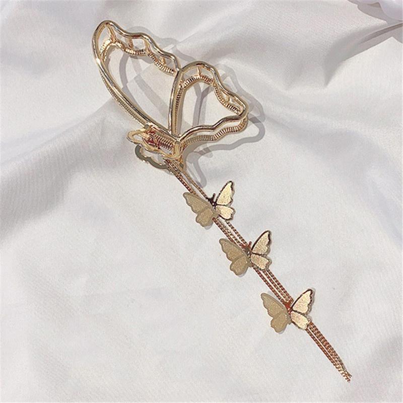 

1 шт., модные металлические полые серебряные, золотые бабочки для волос, коготь, бант, аксессуары для волос в виде краба