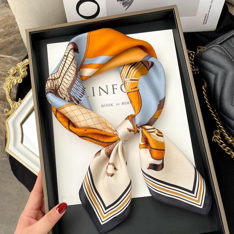 Elegant Korean Style Silk Scarf: 70cm Versatile Thin Square for Women's Neck Protection
