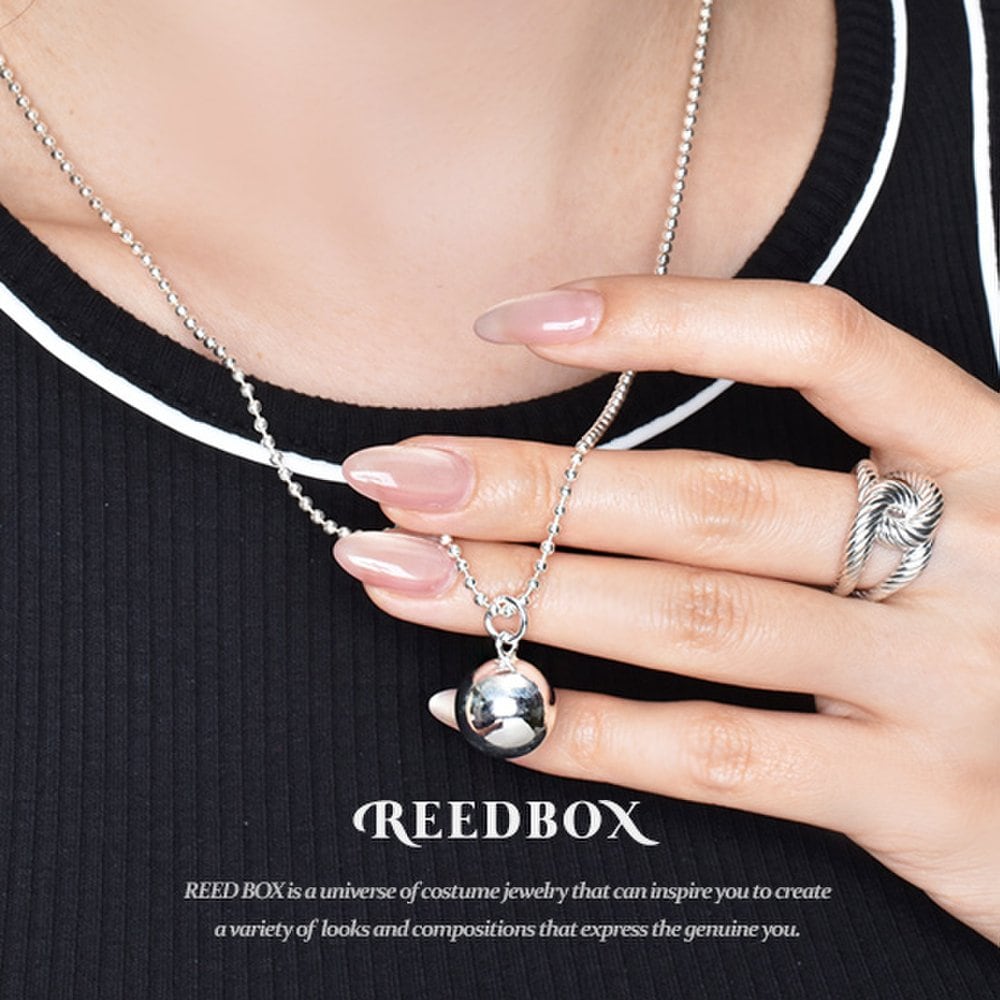 Silver 14mm Silver Ball Round Pendant Dog Tag Silver Ball Chain Necklace