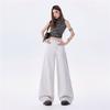 Spring Summer Thin Linen Cotton Textured Cool Old Money Drape Relaxed Wide Leg Casual Denim Pants For Women Casual Pants Oversize Denim Trousers