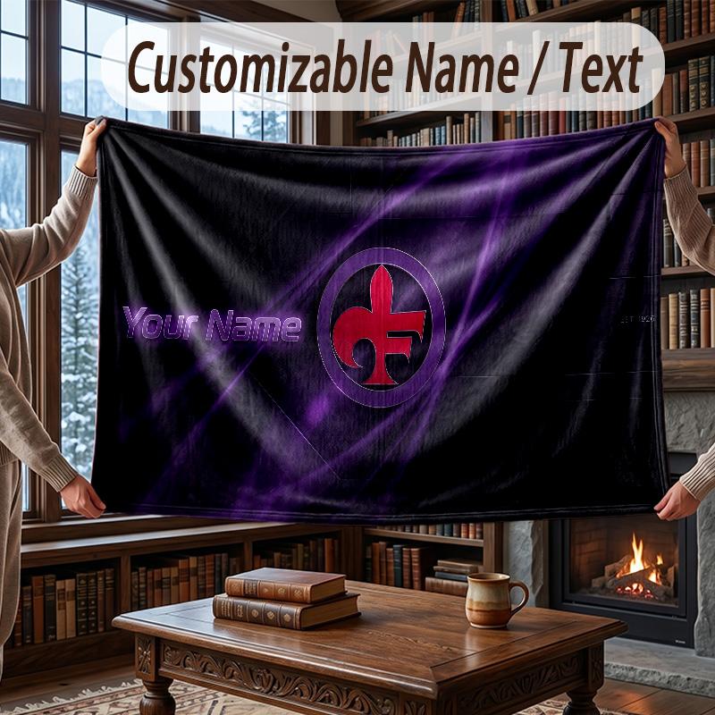 Custom Name Flannel Throw Blanket Fiorentina FC Pattern Warm Home Decoration