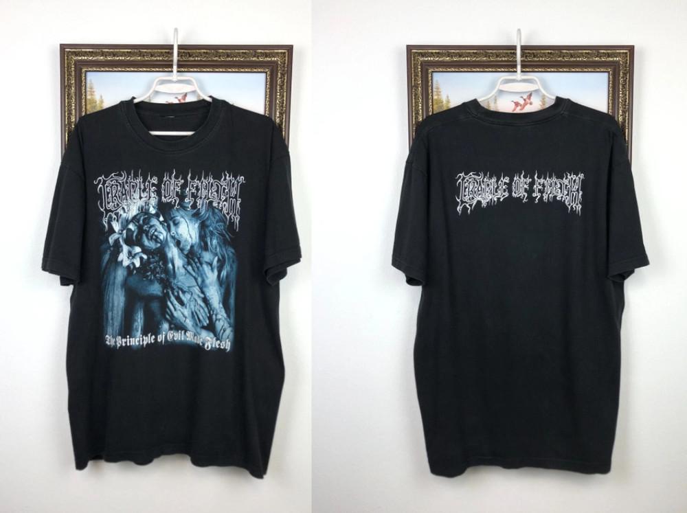 

Vintage Cradle Of Filth Band Shirt Over Print Tee Black Rare Hype Principle Unisex T-Shirt S