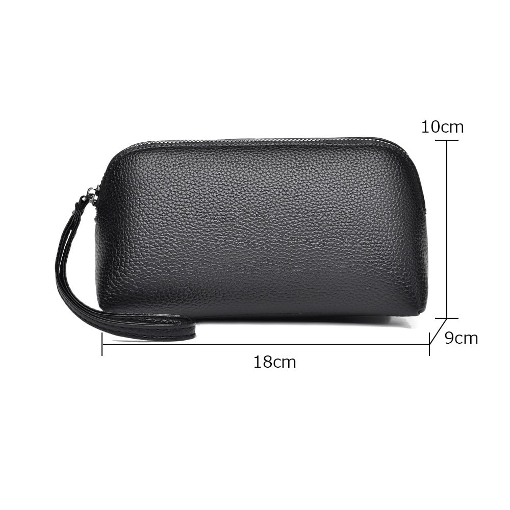 Skinn Mini Second Bag Veske Clutchveske Liten Tykt Skinn Håndstropp Håndveske Bryllupsveske Formell Business Seremoniell Veske Svart Brun [Whatna] 2-veis